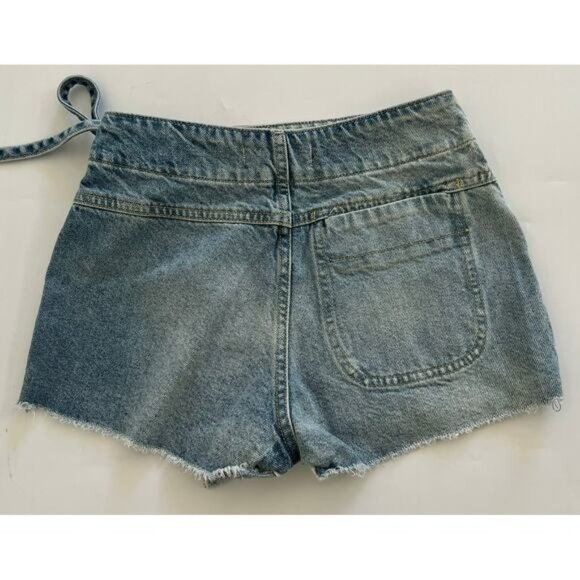 We The Free Womens Raw Hem Denim Zip Up Tie Waist Skort Blue Size 0 - Picture 2 of 8
